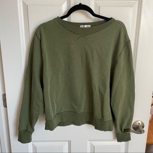 Alex Mill Cropped Sweatshirt in Faded Olive - Size L